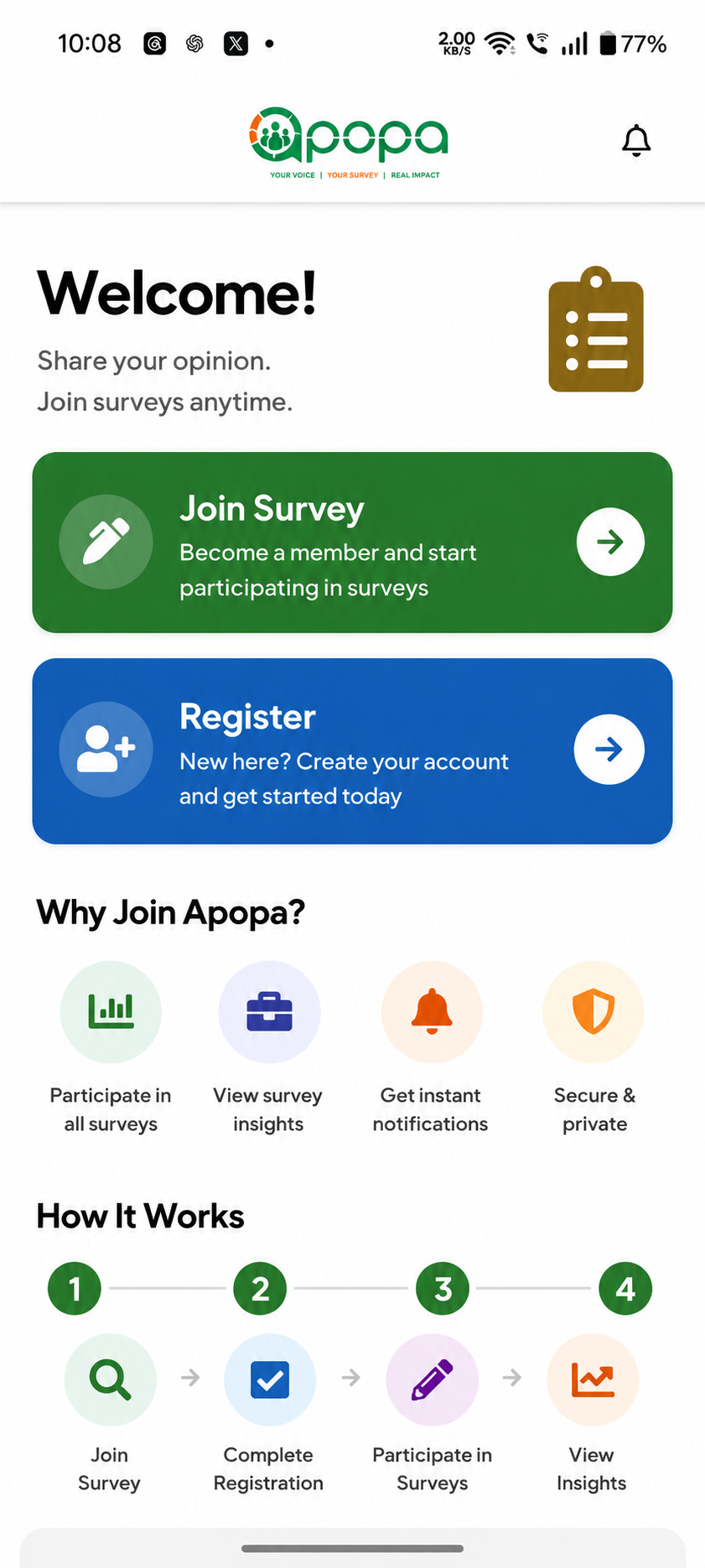 APOPA app home
